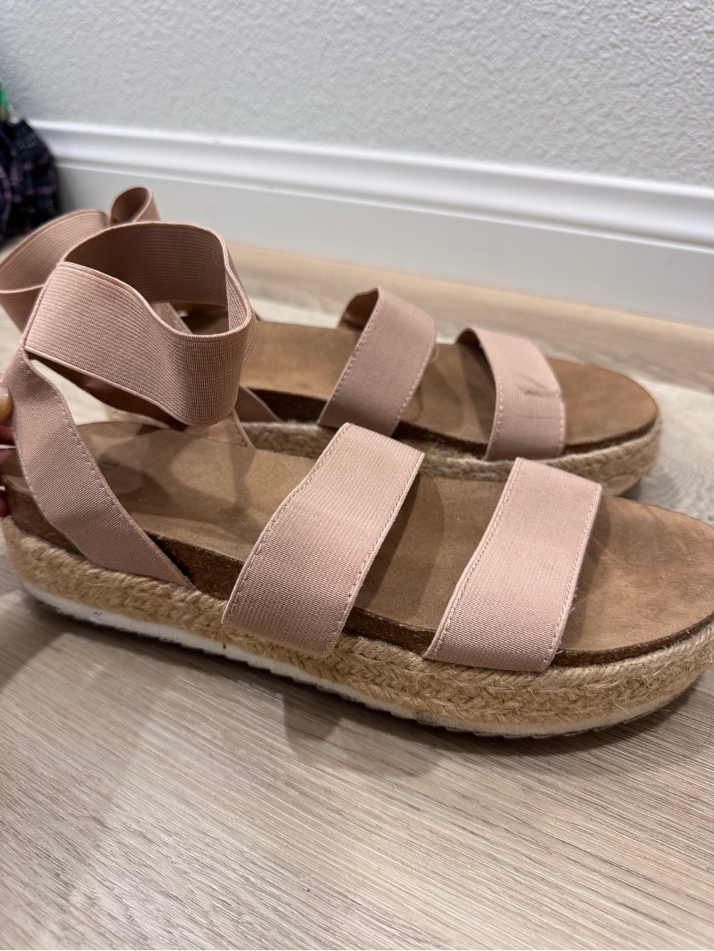 Time and Tru Blush Espadrille Wedge Sandals